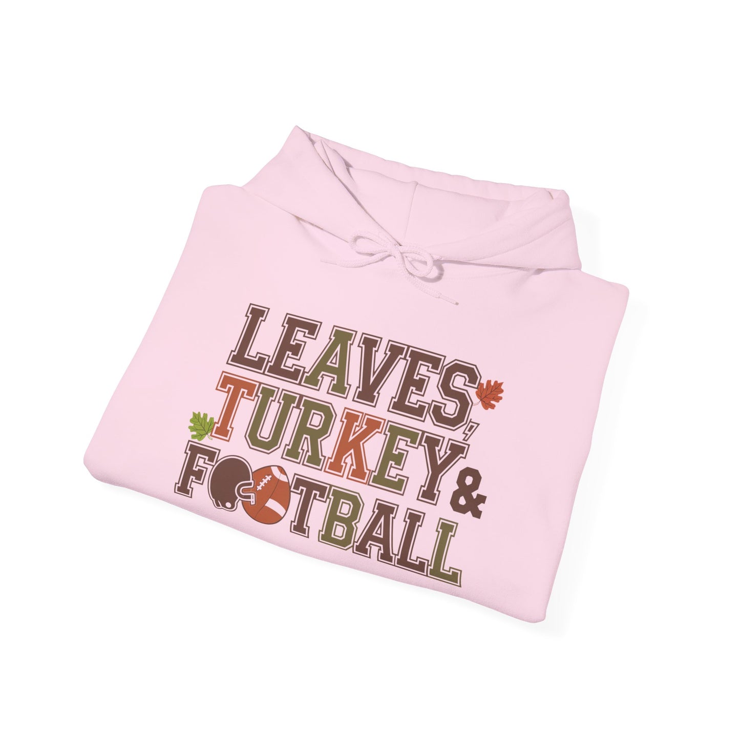 Leaves, Turkey, and Football Hoodie – Fall Hoodie for Thanksgiving Celebrations