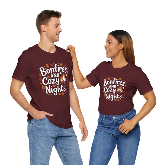 Thanksgiving Bonfire & Cozy Nights T-Shirt – Fall Leaves Design for Autumn Lovers