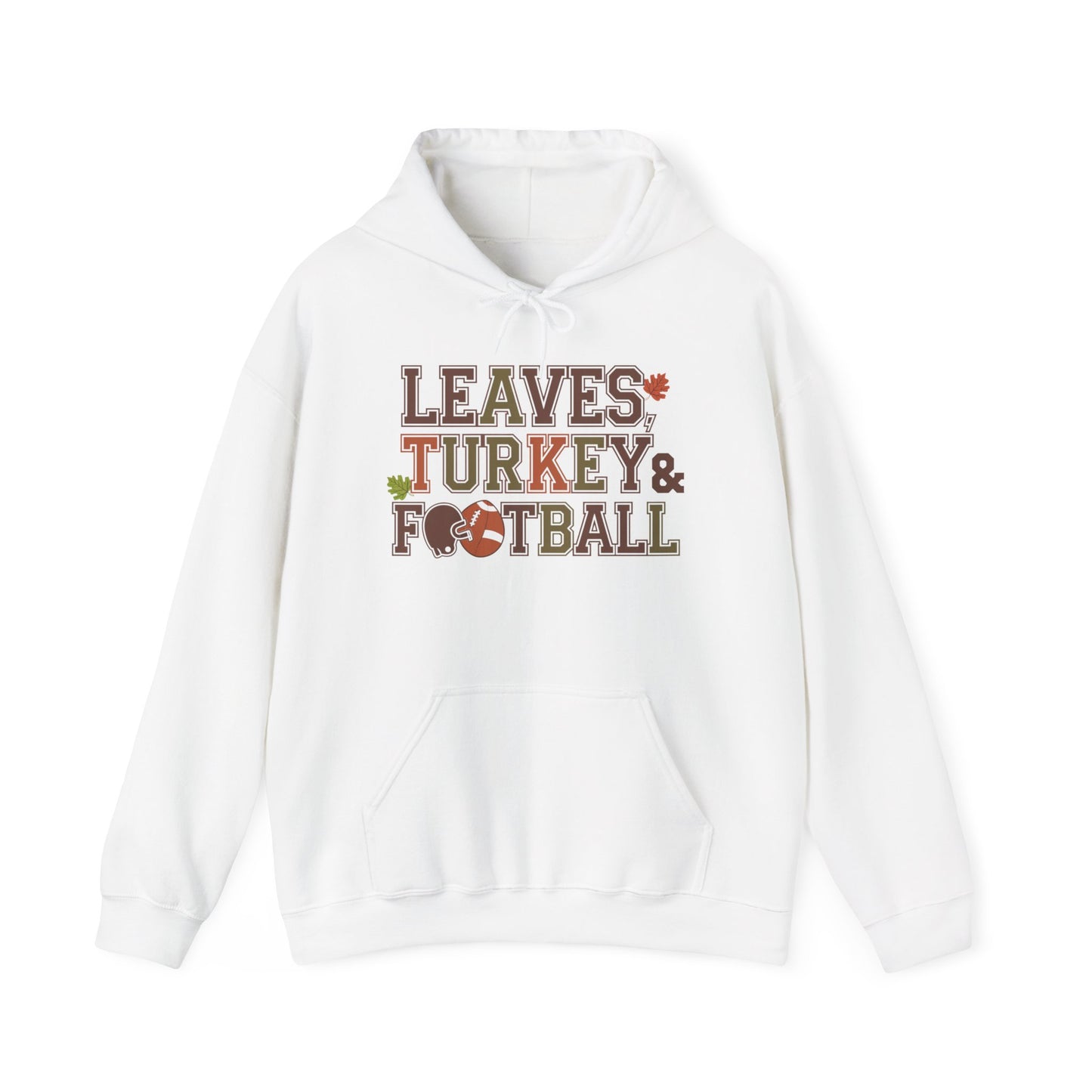 Leaves, Turkey, and Football Hoodie – Fall Hoodie for Thanksgiving Celebrations