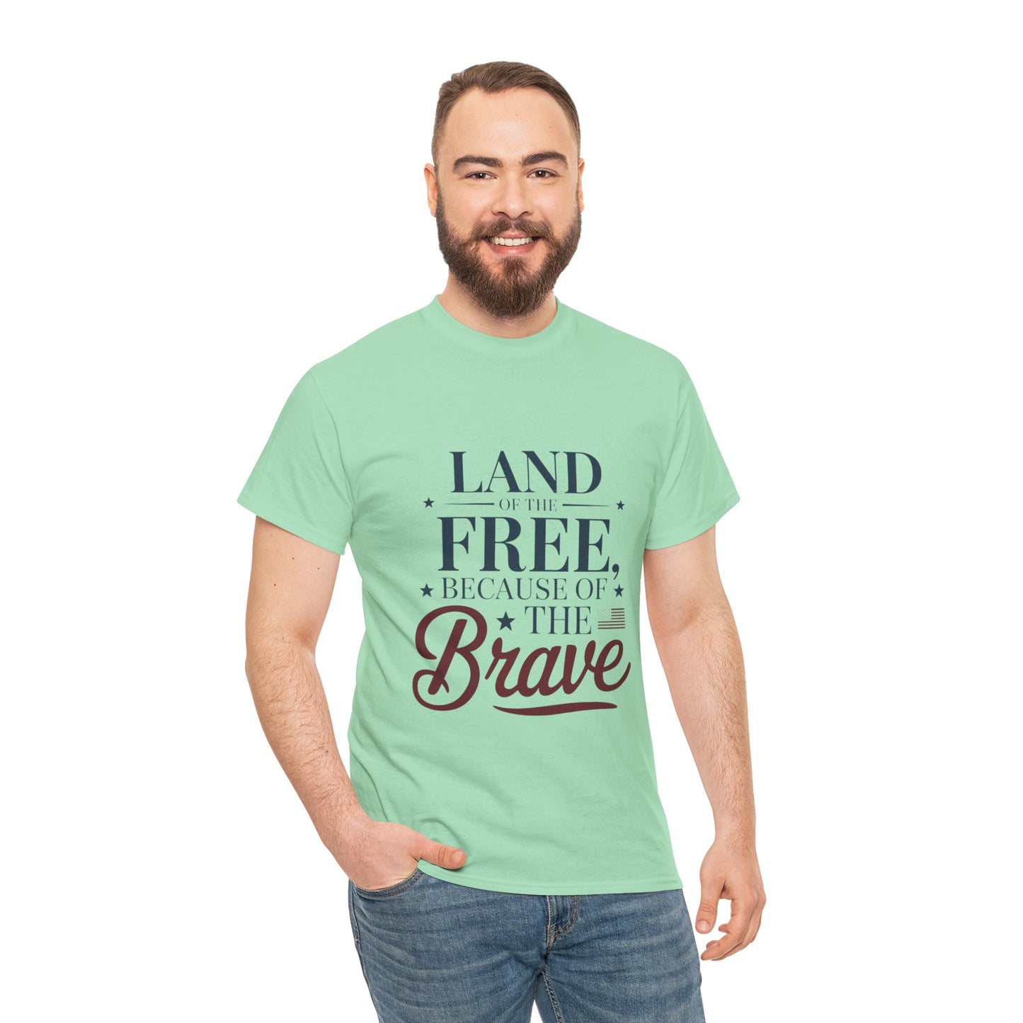 Land of the Free Because of the Brave T-Shirt – Honoring Courage & Freedom