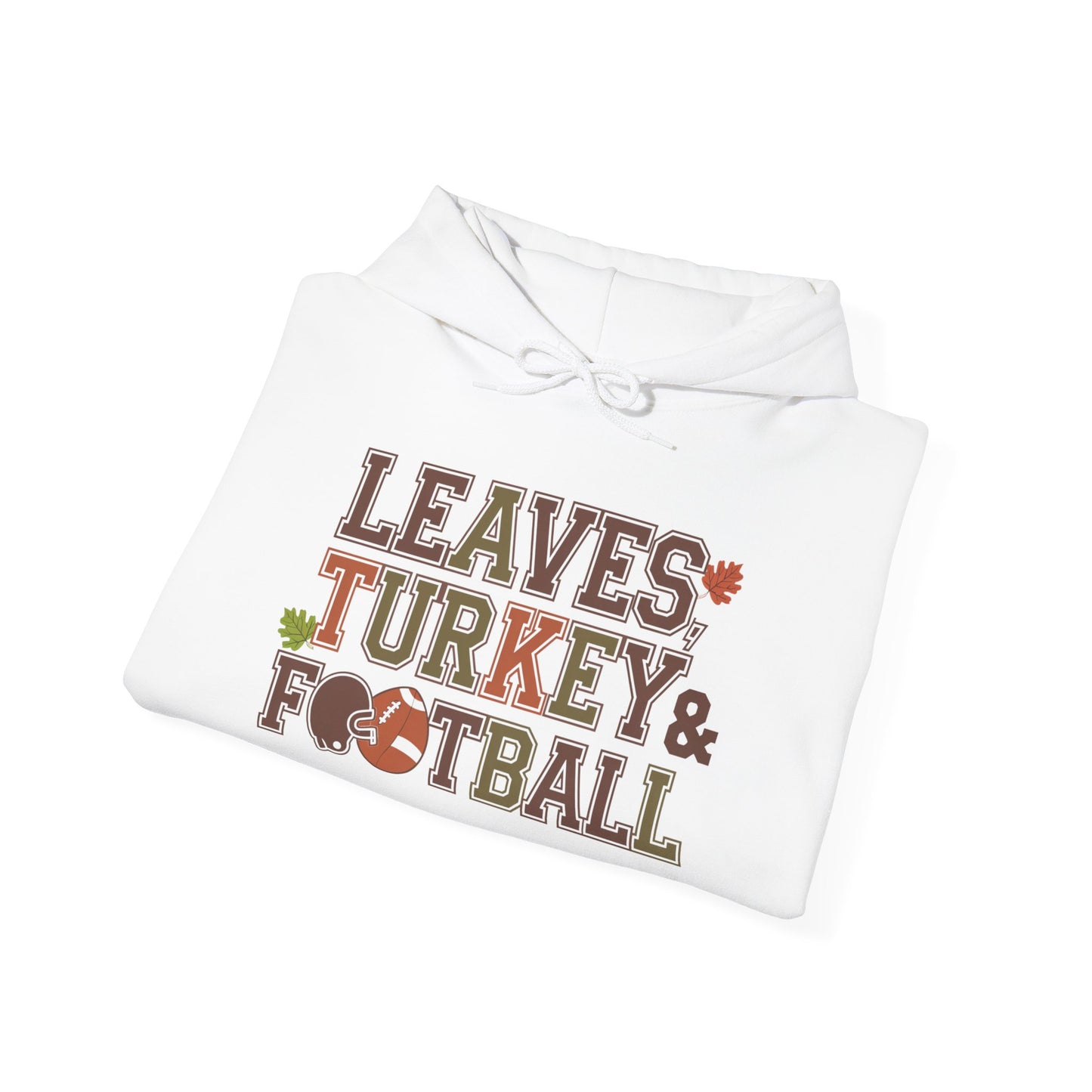 Leaves, Turkey, and Football Hoodie – Fall Hoodie for Thanksgiving Celebrations