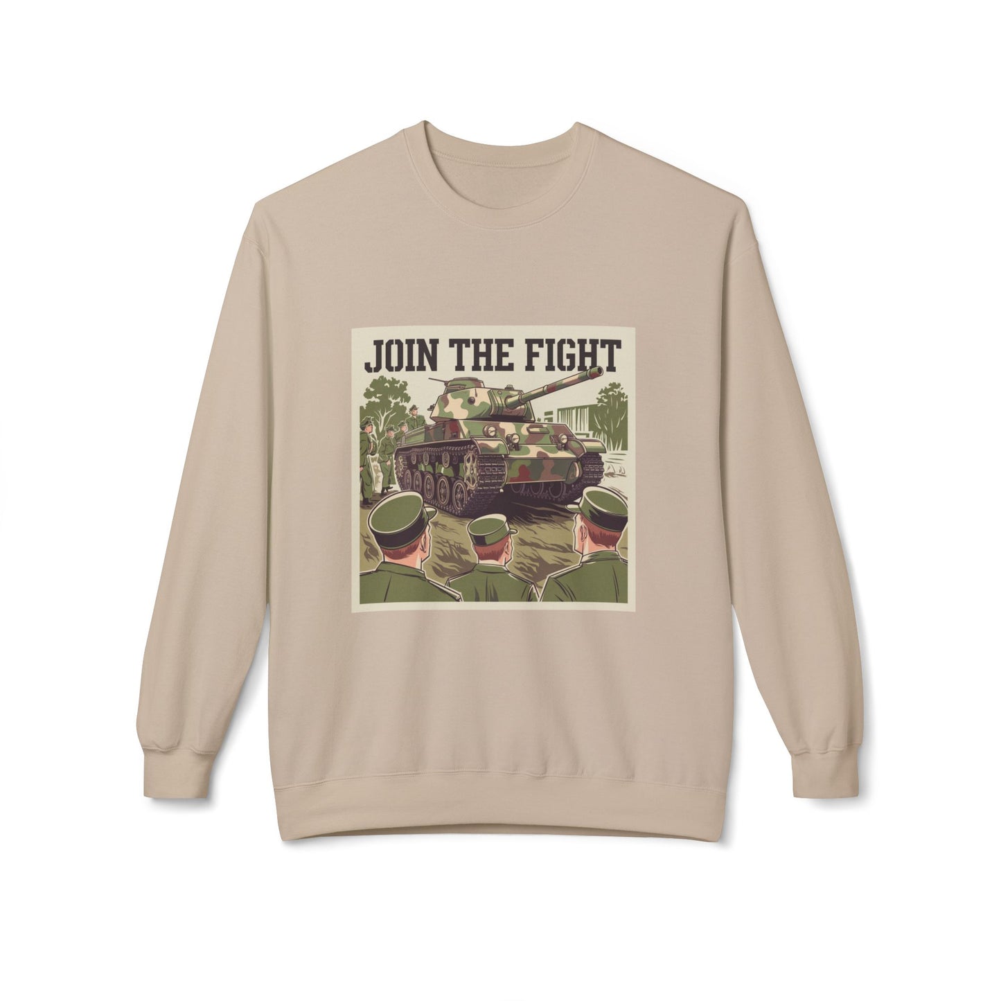 Join the Fight Military Sweatshirt | Support Our Troops Apparel with Armored Tank Design