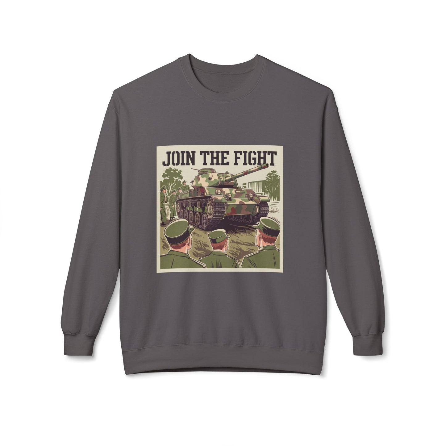 Join the Fight Military Sweatshirt | Support Our Troops Apparel with Armored Tank Design