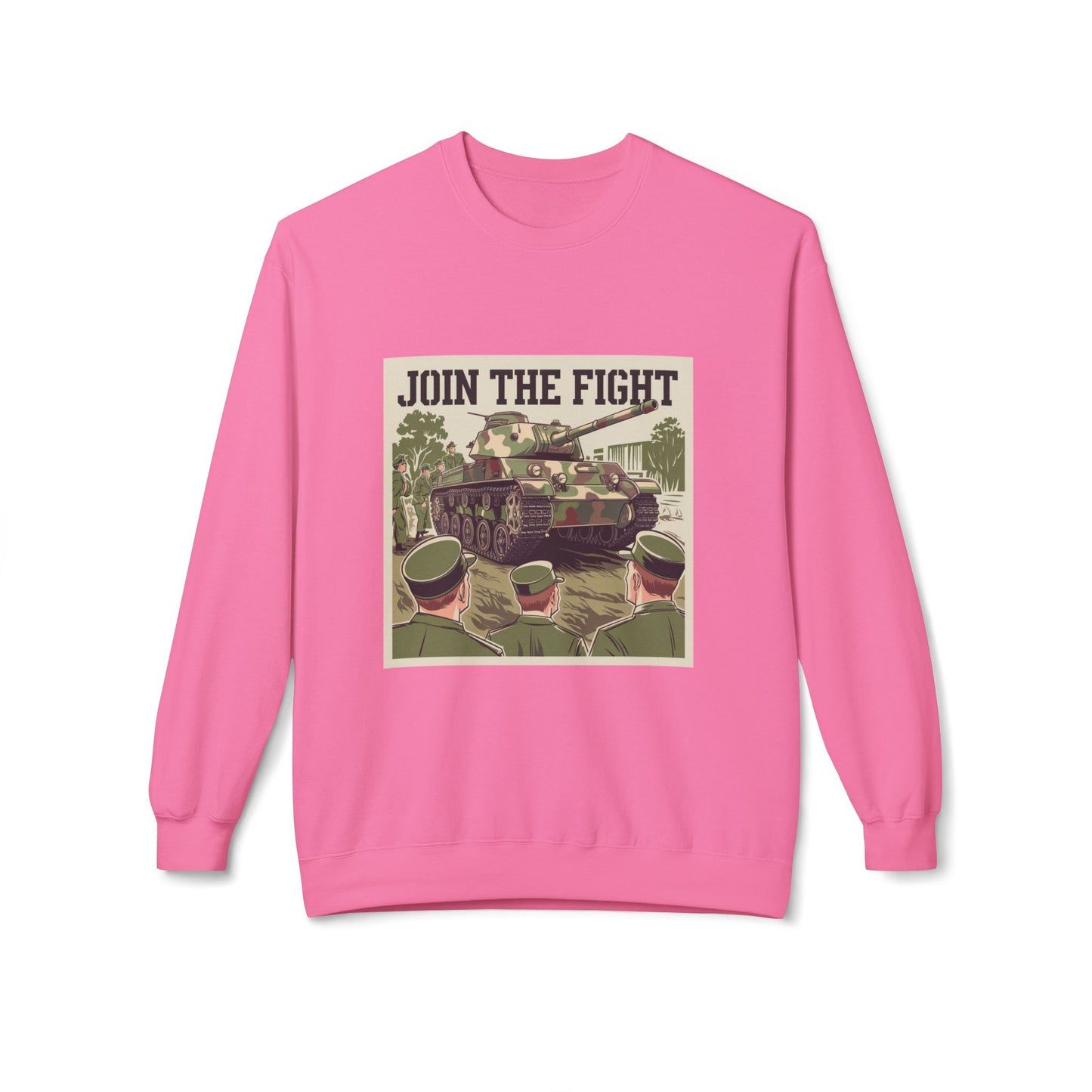 Join the Fight Military Sweatshirt | Support Our Troops Apparel with Armored Tank Design