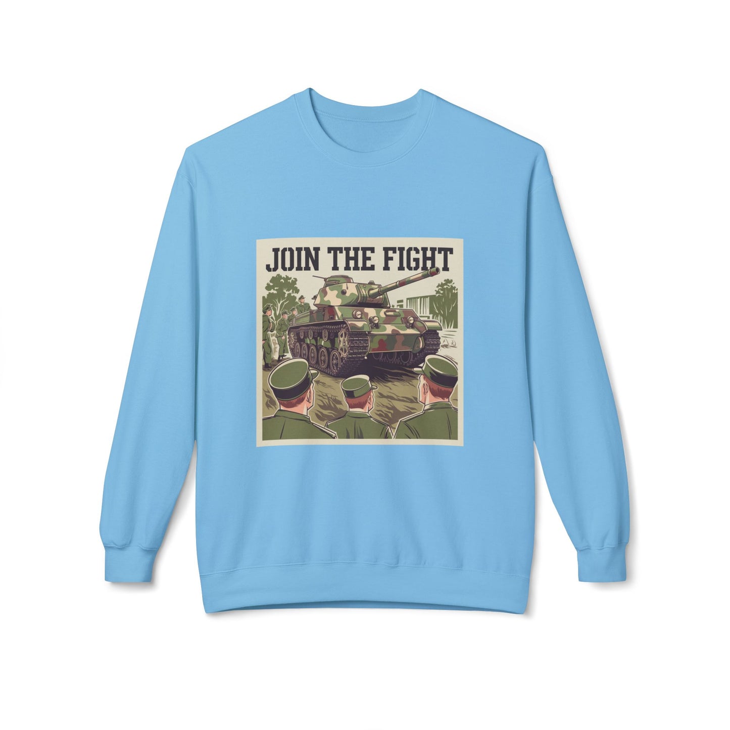 Join the Fight Military Sweatshirt | Support Our Troops Apparel with Armored Tank Design