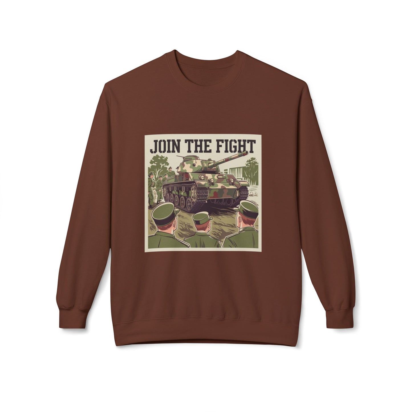 Join the Fight Military Sweatshirt | Support Our Troops Apparel with Armored Tank Design