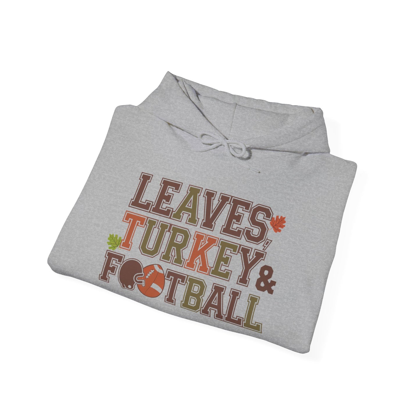 Leaves, Turkey, and Football Hoodie – Fall Hoodie for Thanksgiving Celebrations