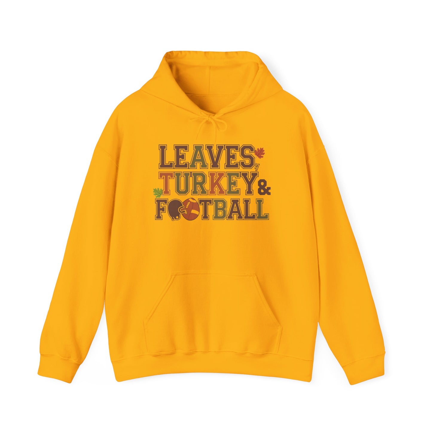 Leaves, Turkey, and Football Hoodie – Fall Hoodie for Thanksgiving Celebrations