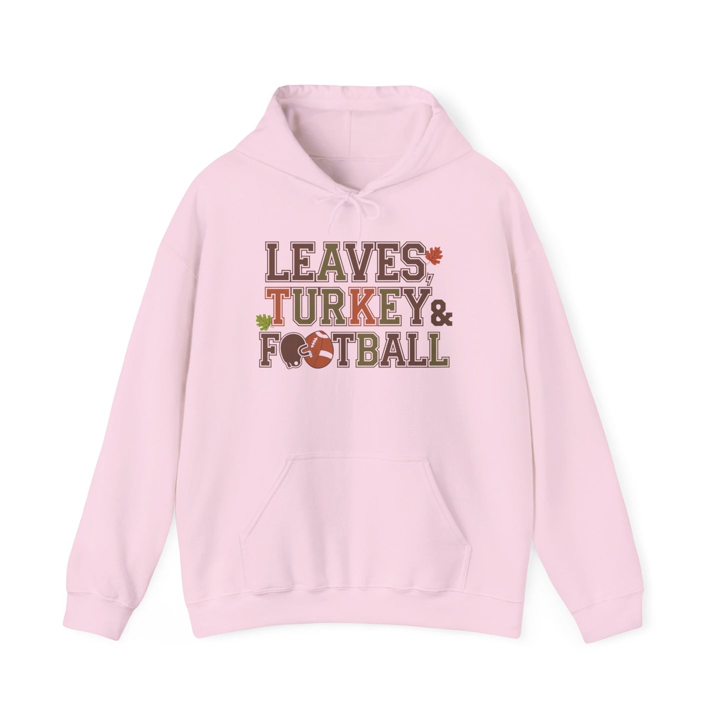 Leaves, Turkey, and Football Hoodie – Fall Hoodie for Thanksgiving Celebrations