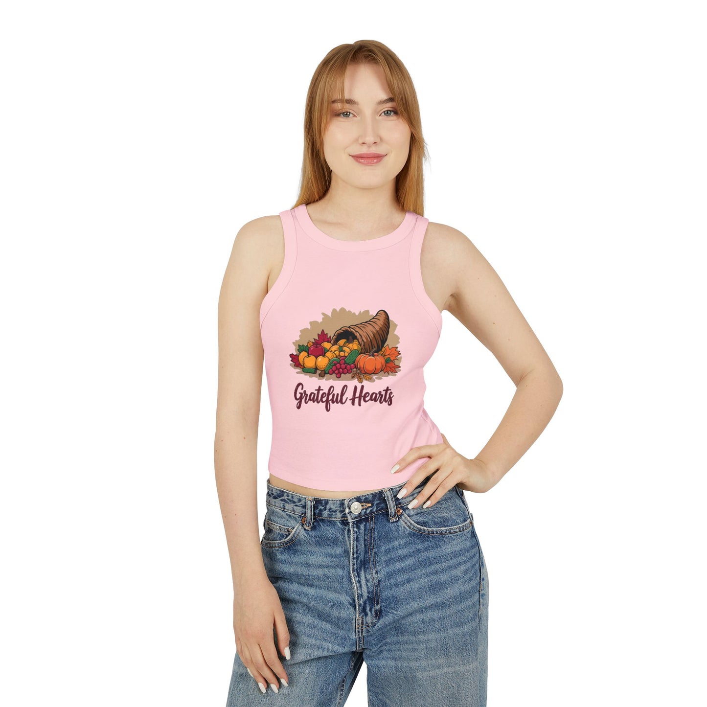 Grateful Hearts Cropped women ladies gurls girls teens Tanktop– Wear the Warmth of Harvest & Thankfulness