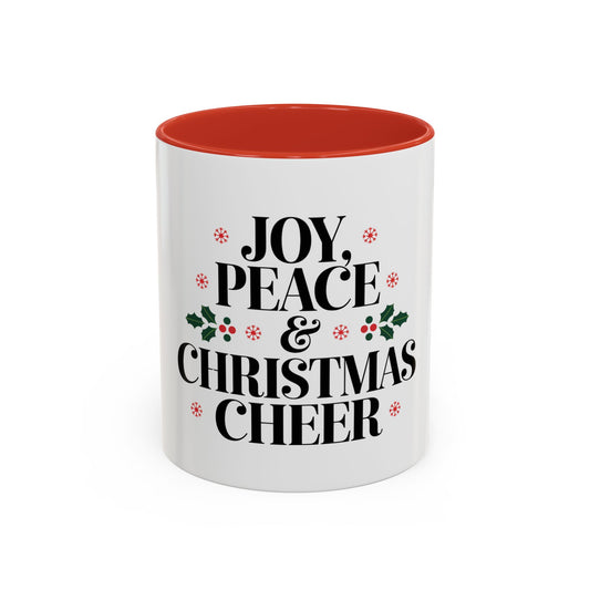 Joy, Peace, and Christmas Cheer Ceramic Mug – Festive Holiday Coffee Cup Gift